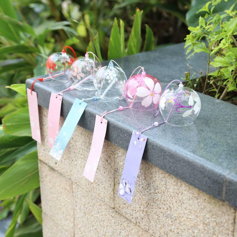 Campanas de Viento de Vidrio Pintadas a Mano Estilo Japonés Sakura