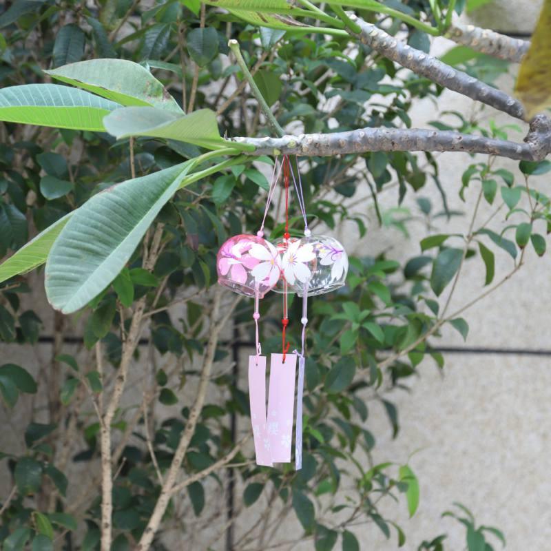 Campanas de Viento de Vidrio Pintadas a Mano Estilo Japonés Sakura