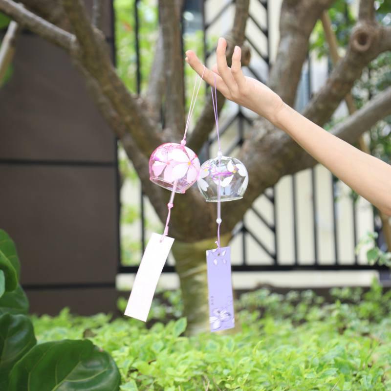 Campanas de Viento de Vidrio Pintadas a Mano Estilo Japonés Sakura