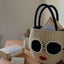 Japanese Rattan Woven Handbag - Cute Cartoon Style