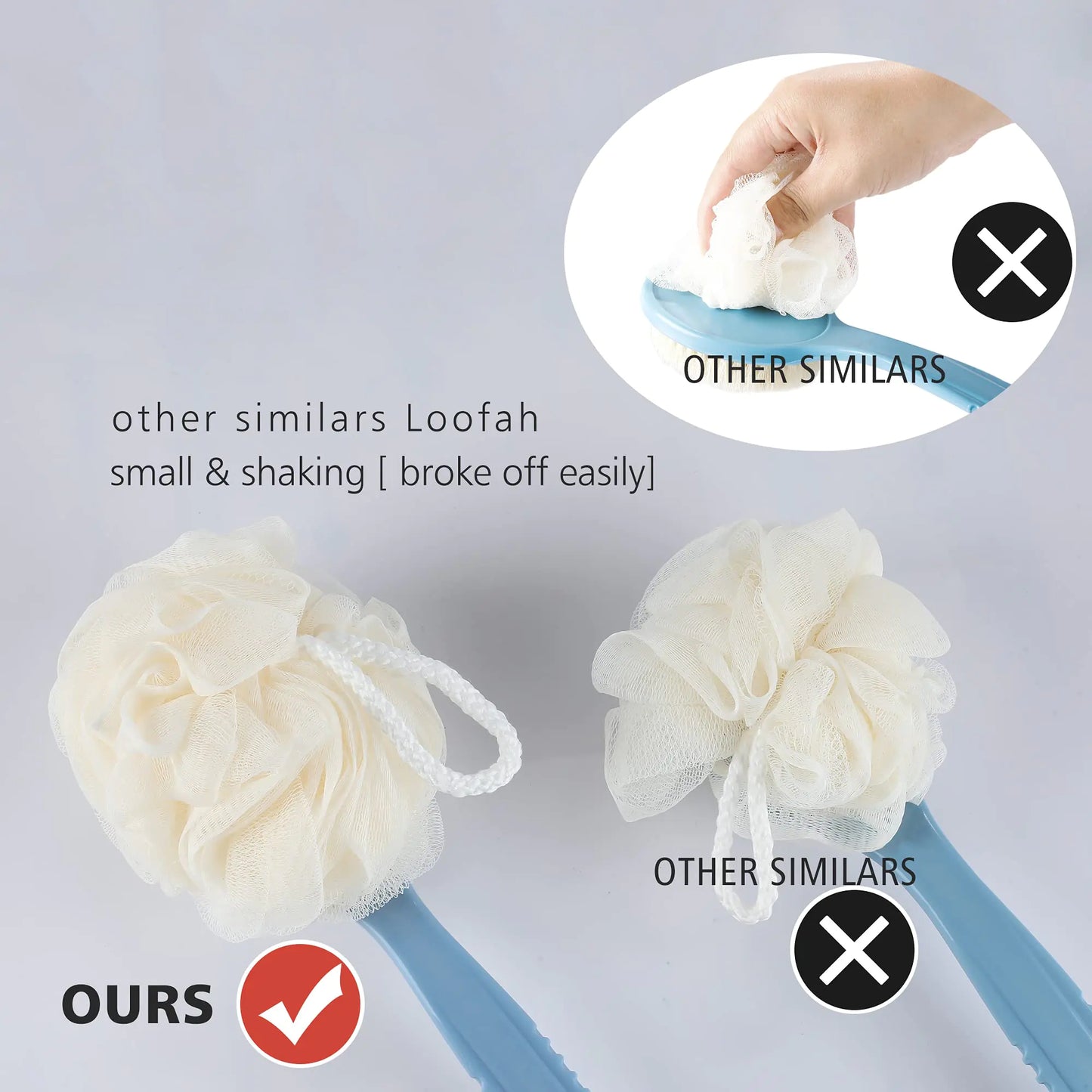 Brosse de Corps de Douche Premium avec Loofah et Poils