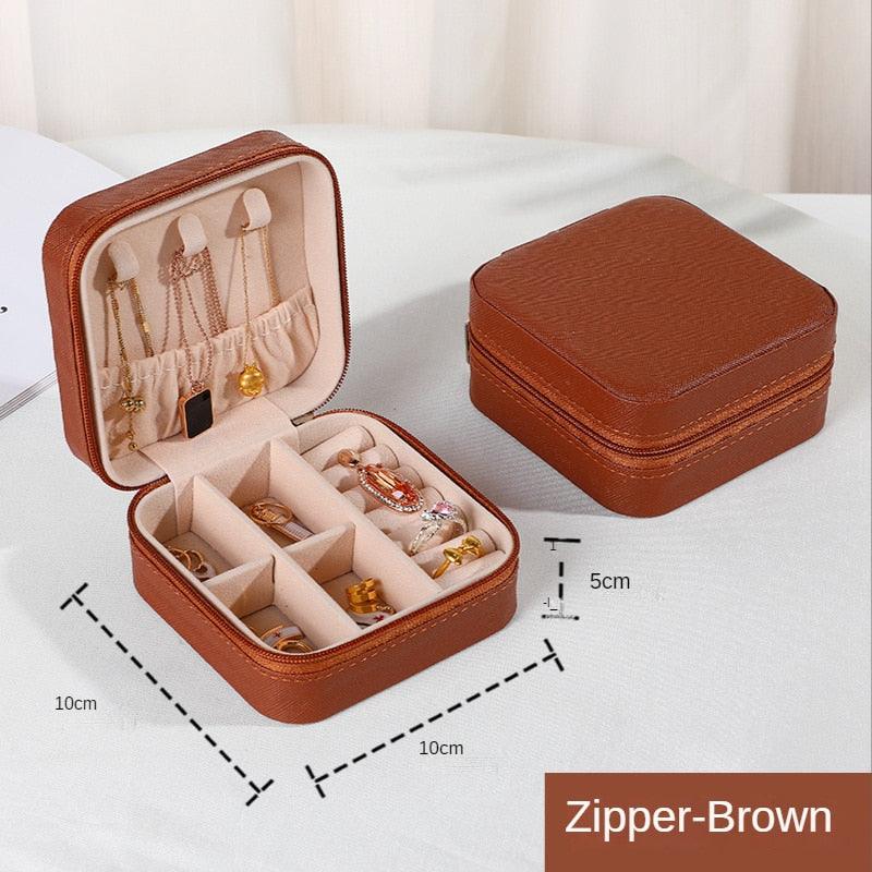 Elegant Travel Jewelry Organizer - Portable PU Leather Case for Rings, Earrings & Necklaces - Korvel