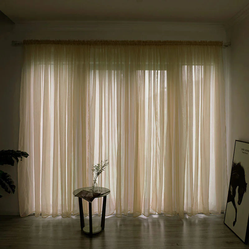 Simple Modern Solid Color Gauze Curtain for Balcony