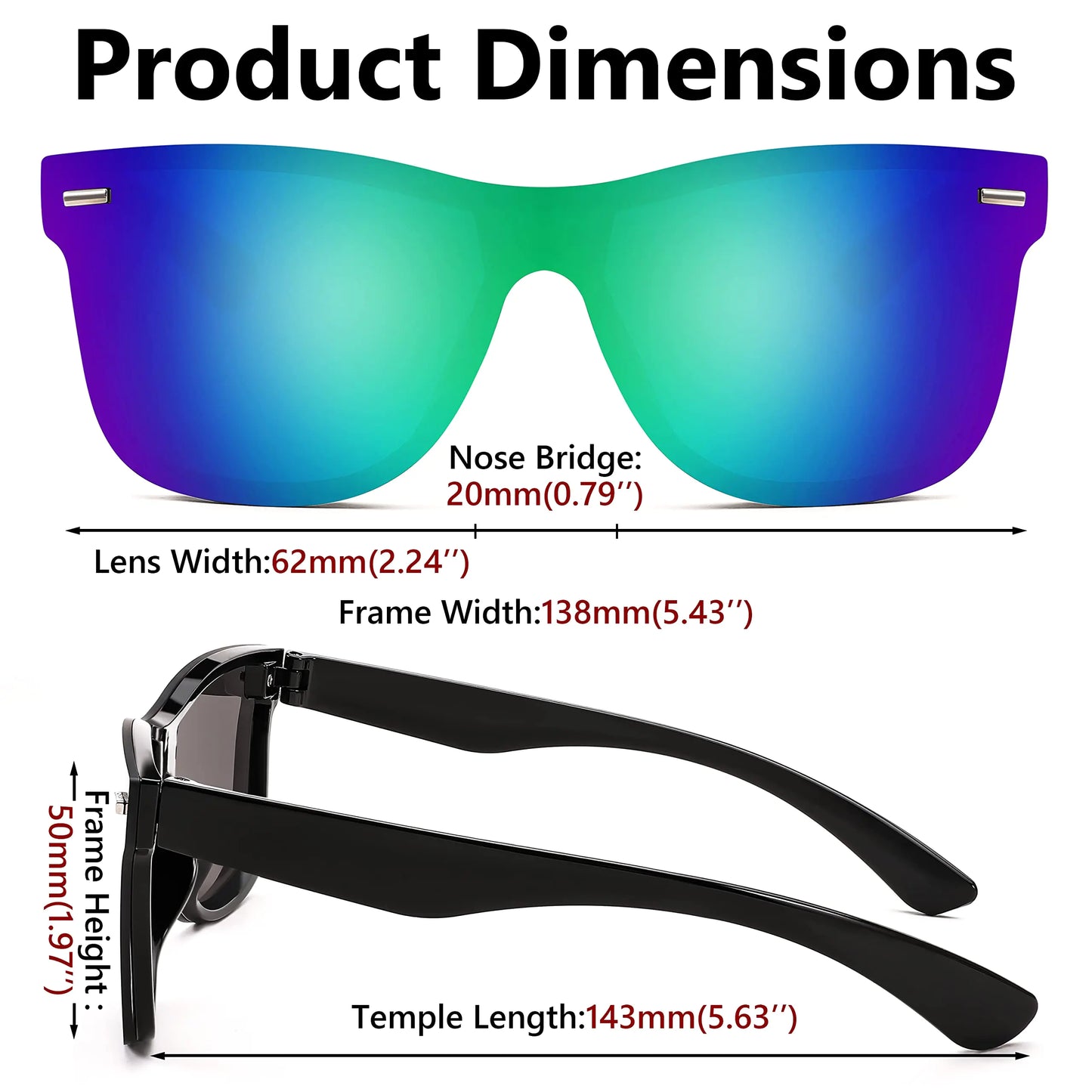 Lunettes de soleil sans monture FEISEDY avec lentille réfléchissante - B4114