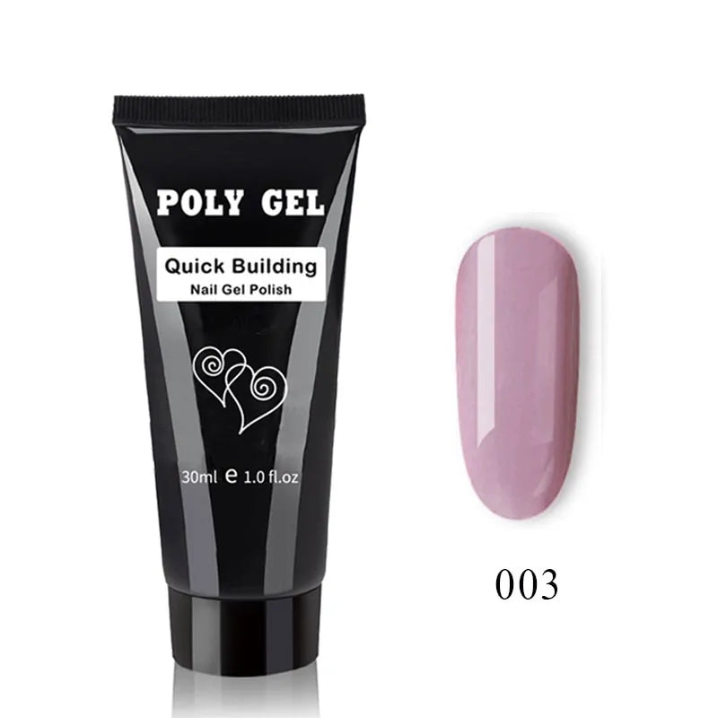 Kit de Poly Gel pour Nail Art Français avec Pinceau UV et Conseils d'Ongles