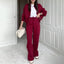 Conjunto de Suéter y Pantalones de Color Sólido con Cremallera BASIC para Mujeres