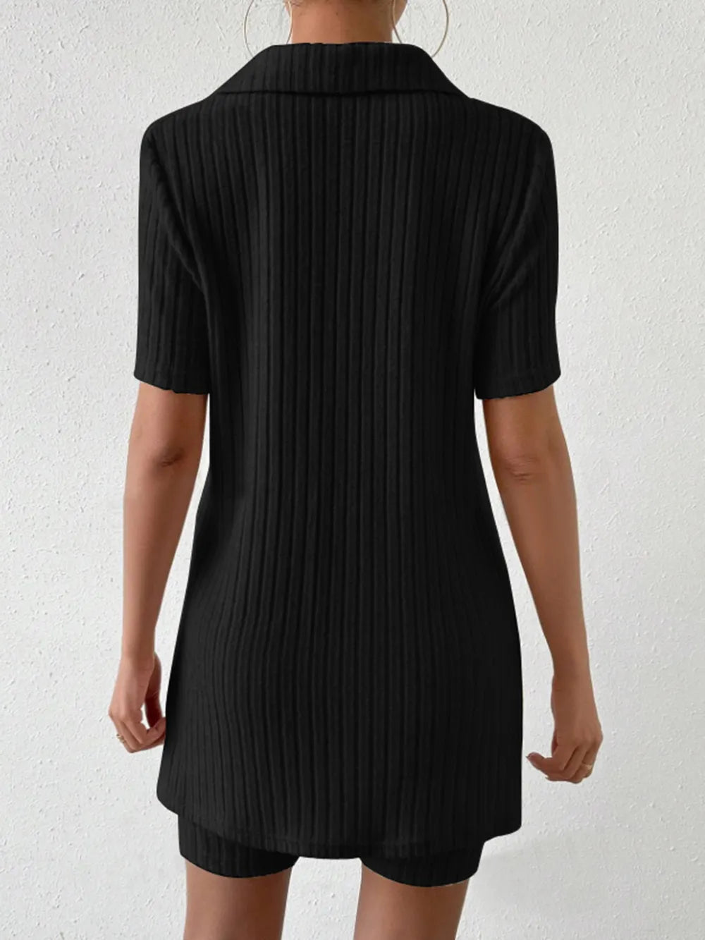 Johnny Collar Short Sleeve Top and Shorts Set - Korvel