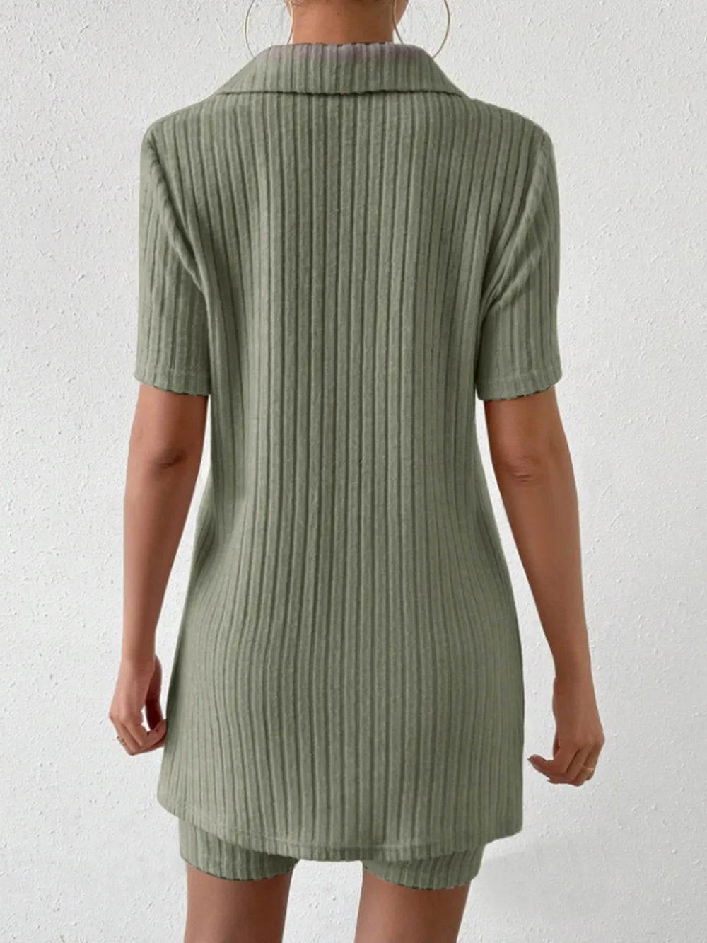 Johnny Collar Short Sleeve Top and Shorts Set - Korvel