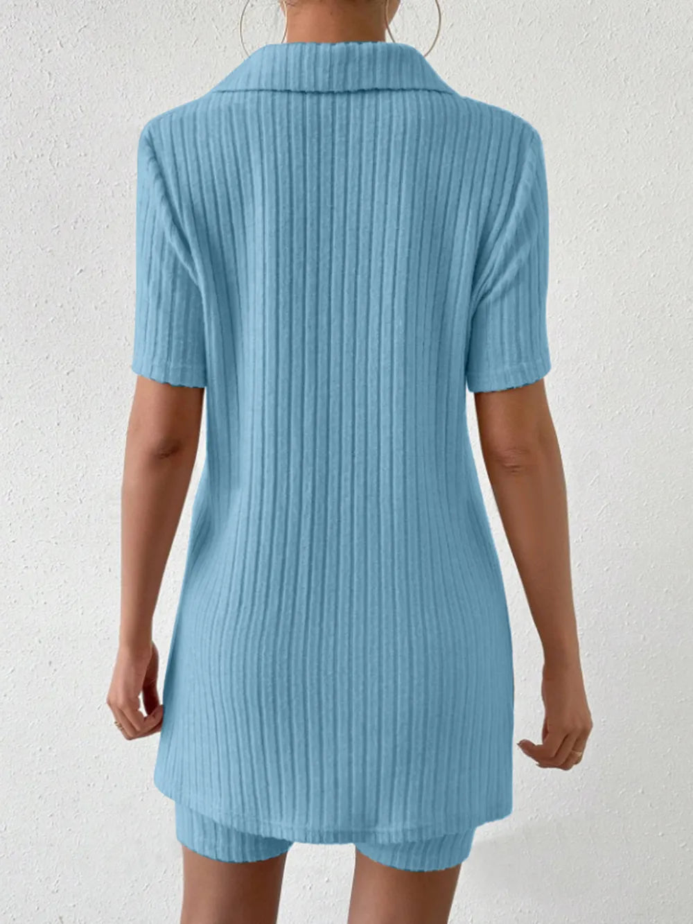 Johnny Collar Short Sleeve Top and Shorts Set - Korvel