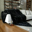Moenchy Faux Fur Black Throw Blanket - Super Soft & Cozy 50x60 Inch