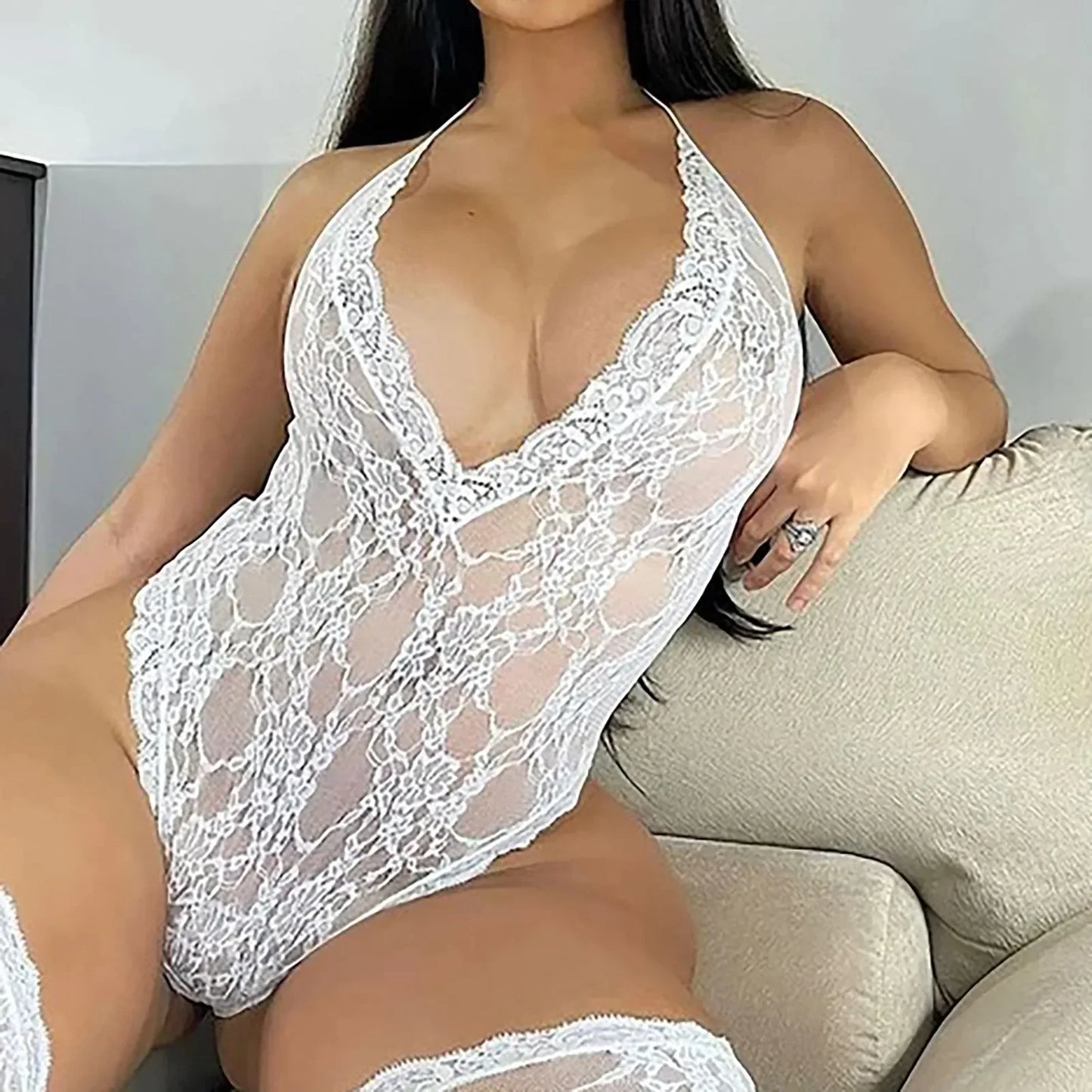 Body de Encaje Elegante para Mujeres - Ropa de Noche Talla Grande