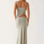 Hollow Stitch Irregular Solid Color Dress
