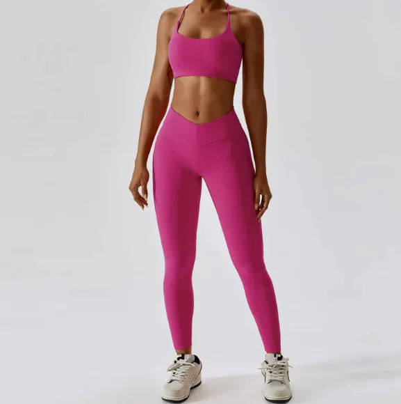 Traje de Yoga Deportivo con Diseño de Rayas en la Espalda