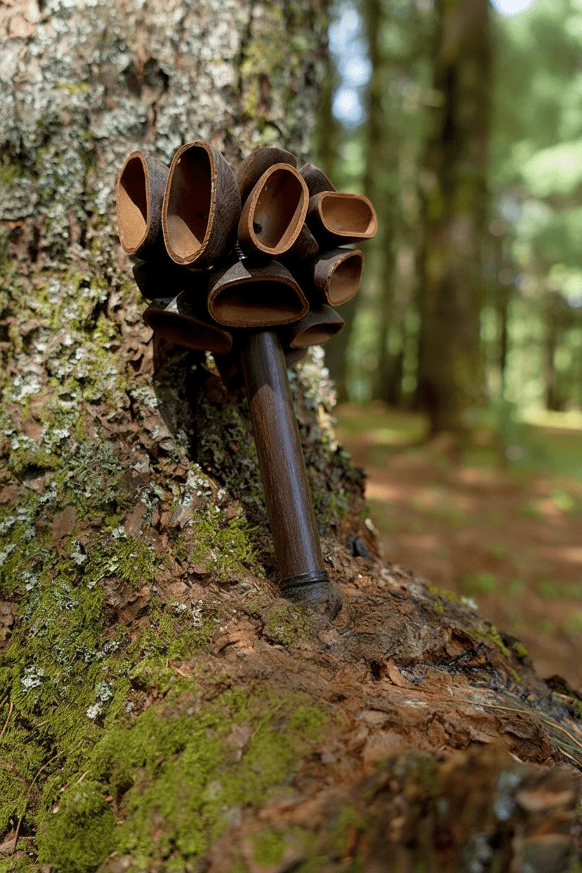 Handmade Juju Seed Pod Wooden Handle Shaker