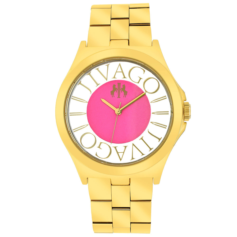 Jivago Women's Fun Watch - Pink Dial & Rose Gold Bracelet