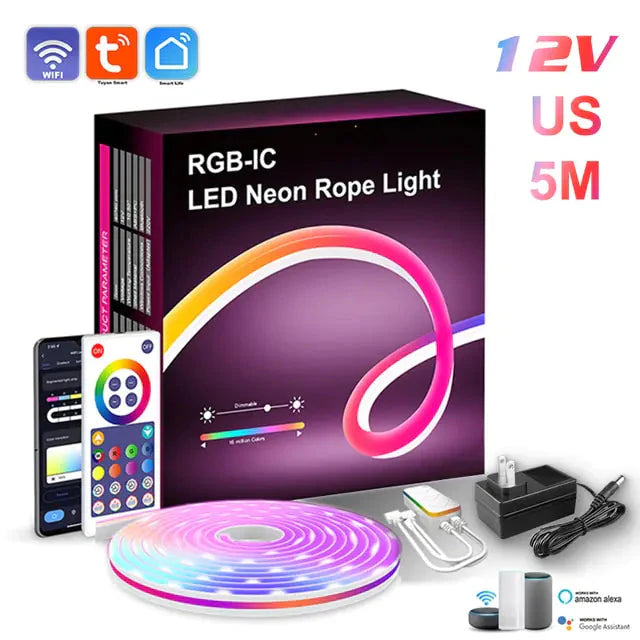 Barre lumineuse néon LED RGB avec WiFi et contrôle vocal
