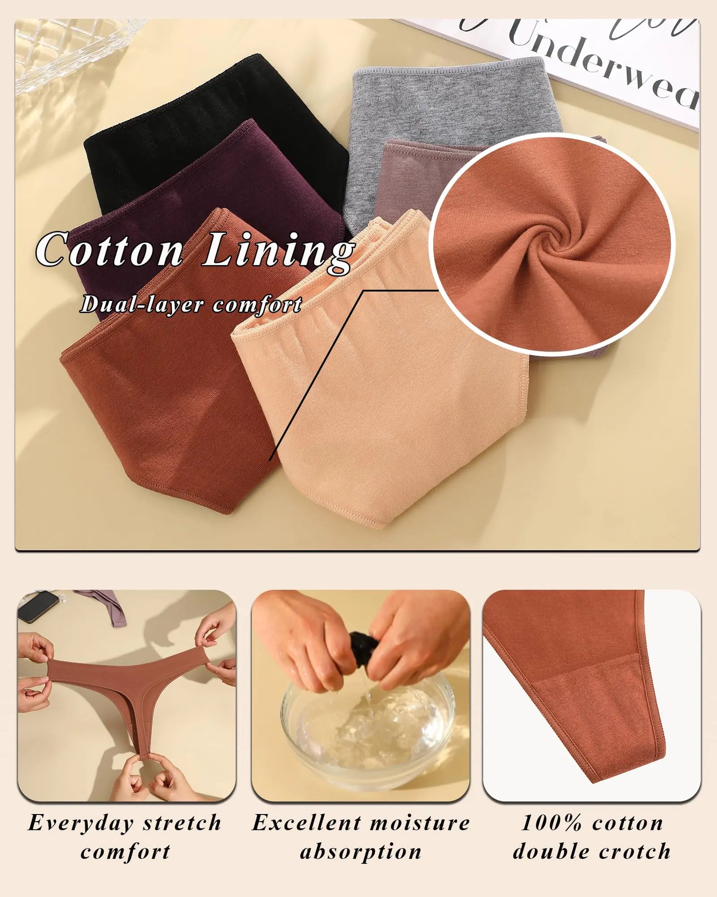 Tanga de Algodón Premium para Mujeres - Paquete de 6