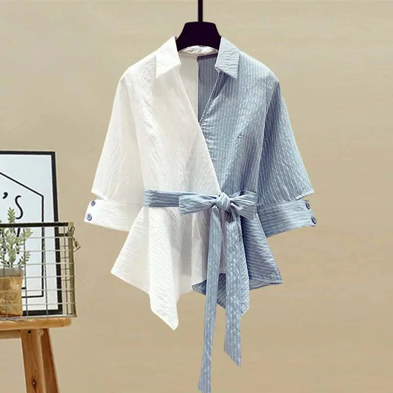 Ensemble Blouse Rayée & Pantalon en Jean