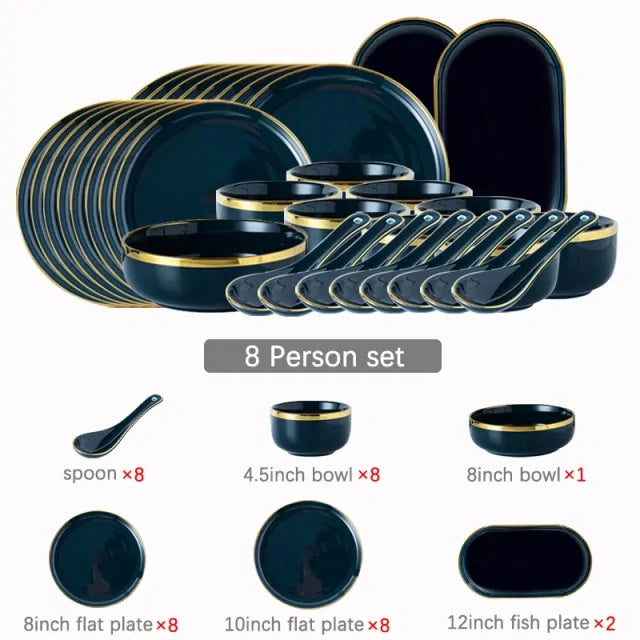 Elegant Blue Porcelain Dinner Plates