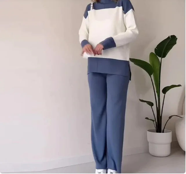 Costume Pantalon Large à Assortiment de Couleurs Chic pour Femmes