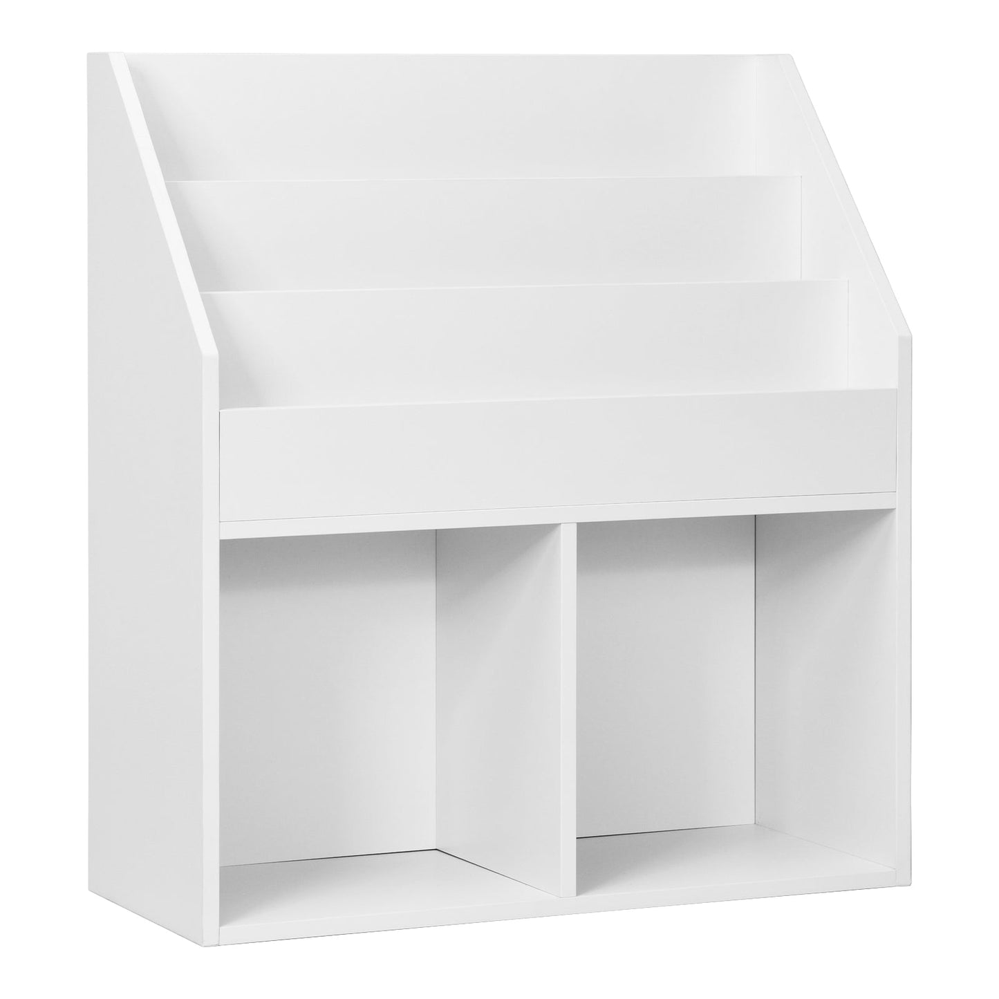 Kids Wooden Bookshelf - White Toy Storage Organizer