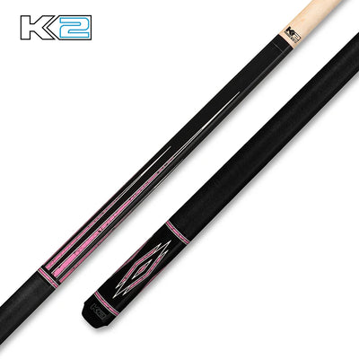 K2 Black Billiard Cue with Pink Moarcota Points