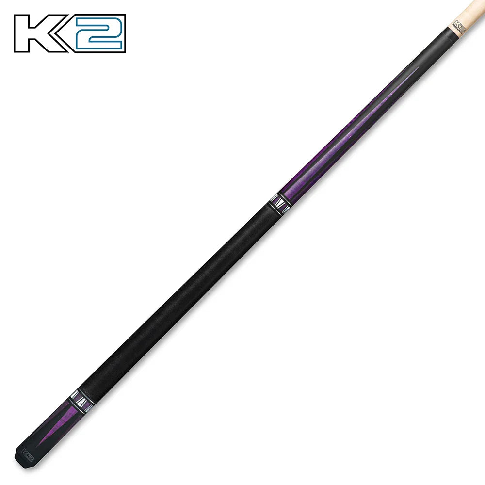 K2 Matte Black Cue with Purple Curly Point & Linen Wrap