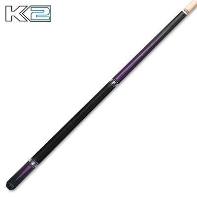 K2 Matte Black Cue with Purple Curly Point & Linen Wrap