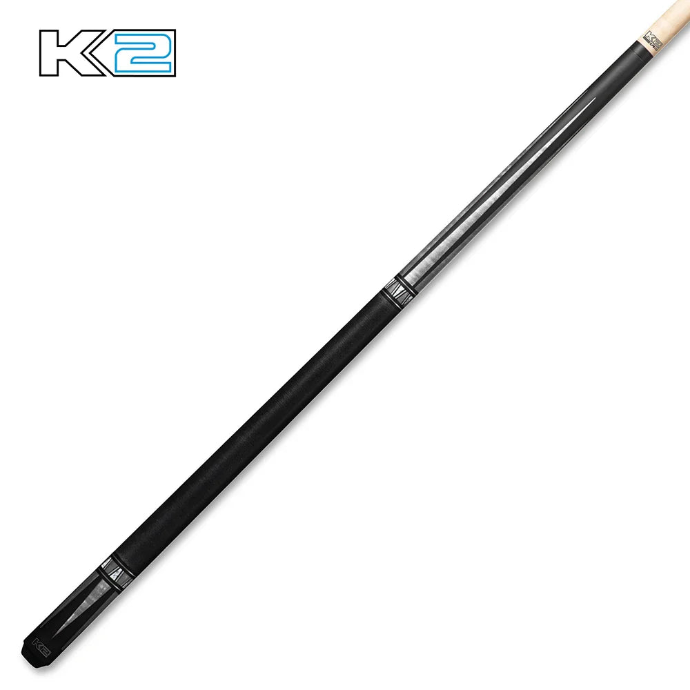 K2 Matte Black Cue with Purple Curly Point & Linen Wrap