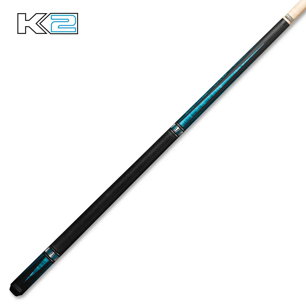 K2 Matte Black Cue with Purple Curly Point & Linen Wrap