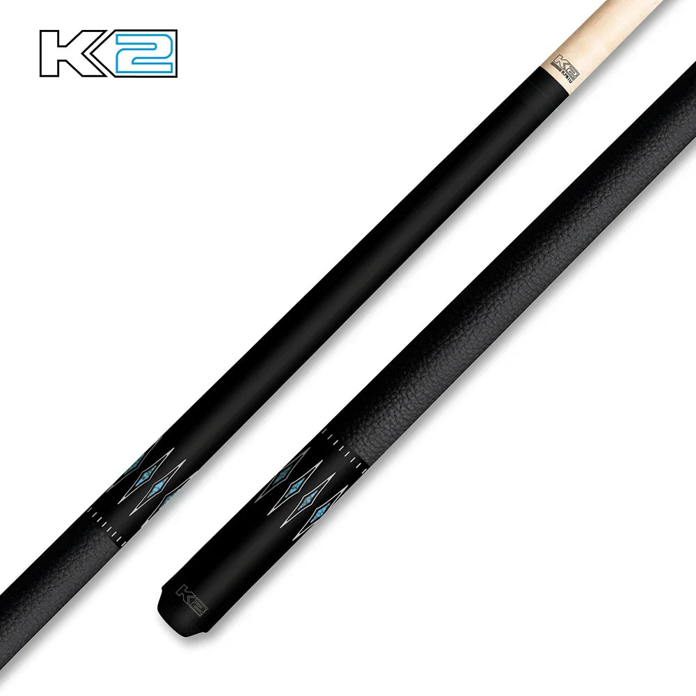 Sleek Matte Black Billiard Cue with Crystal Accents