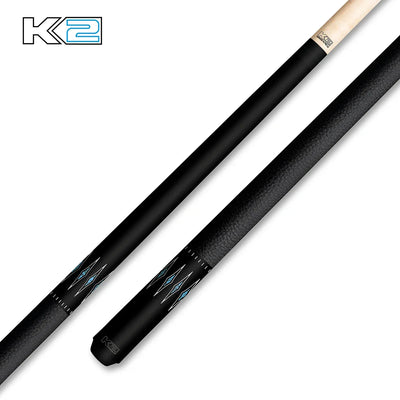 Sleek Matte Black Billiard Cue with Crystal Accents