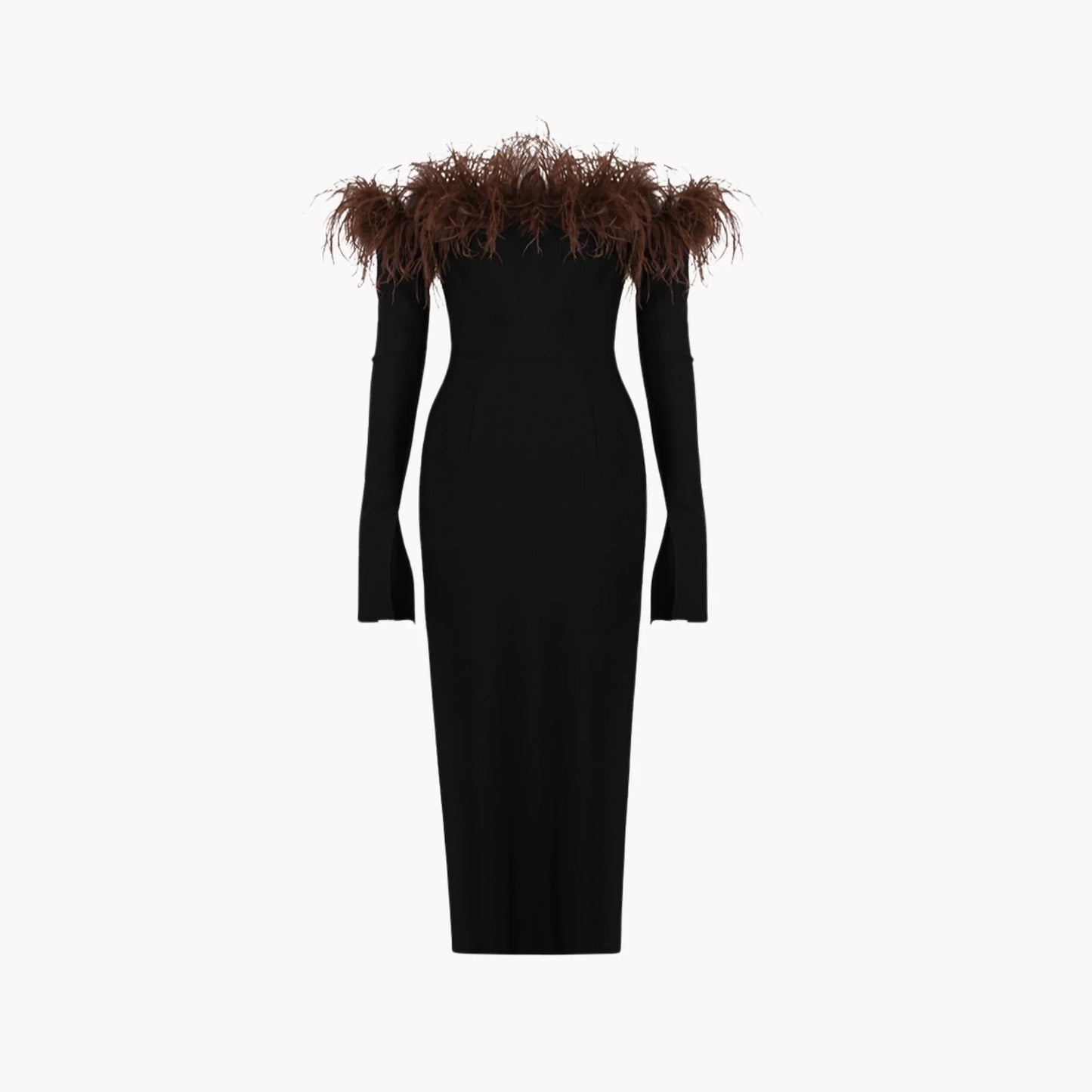 Vestido Sin Tirantes de Plumas
