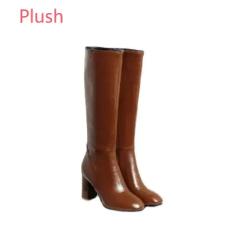 Bottes rétro à bout carré pour femmes avec fermeture éclair latérale
