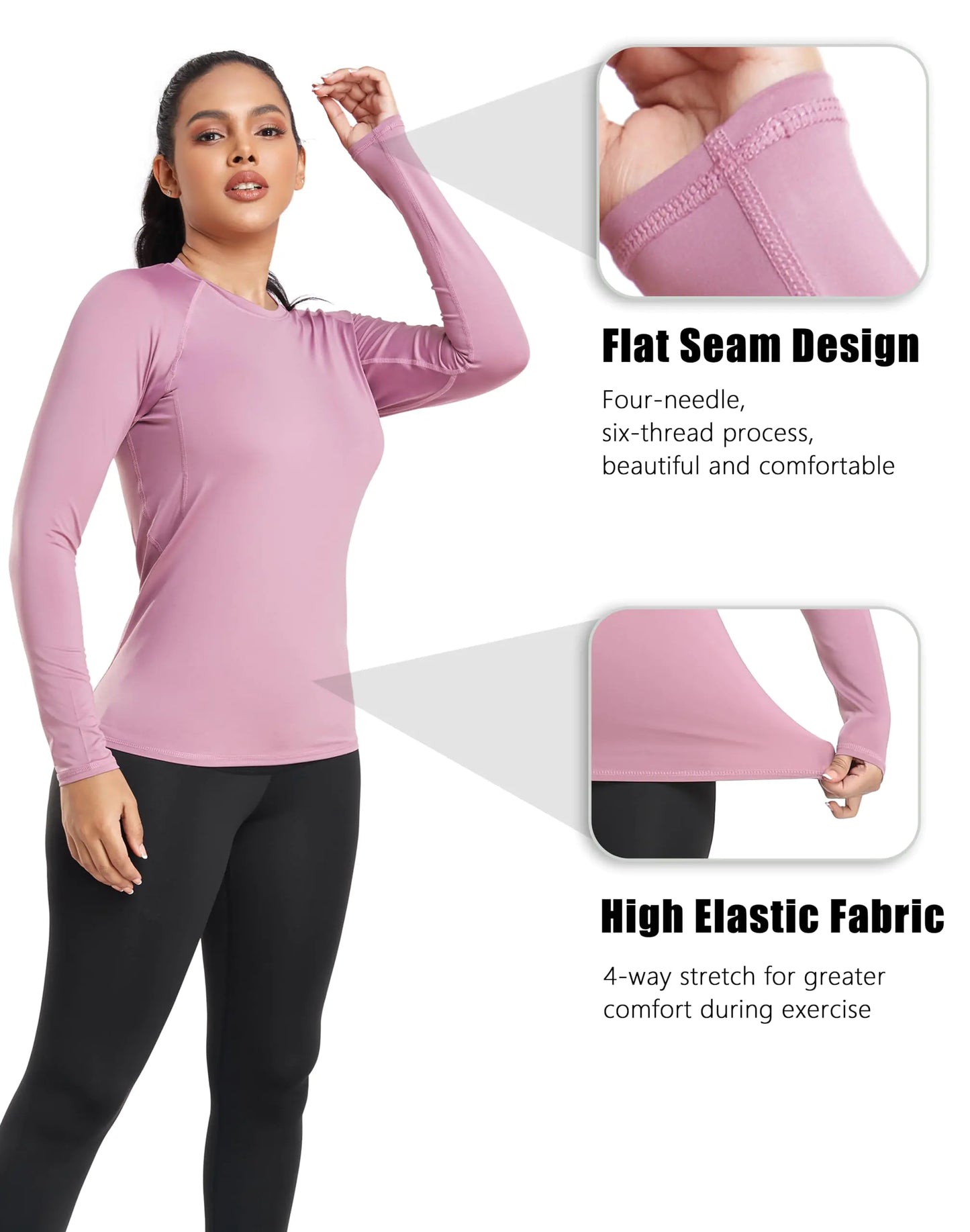 Camisa de Compresión para Mujer TELALEO Pack de 4 - Tops Deportivos de Manga Larga