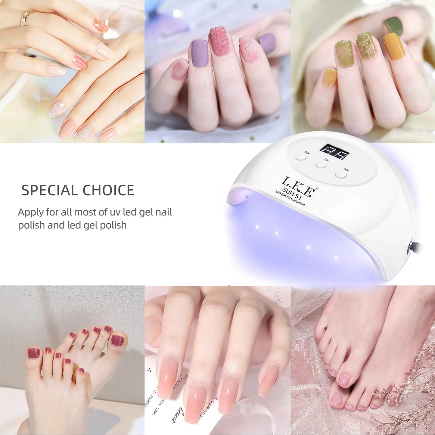 Lampe à ongles UV LED LKE 72W pour le durcissement du vernis à ongles en gel