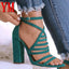 Cut Buckle High Heels Strap Sandals