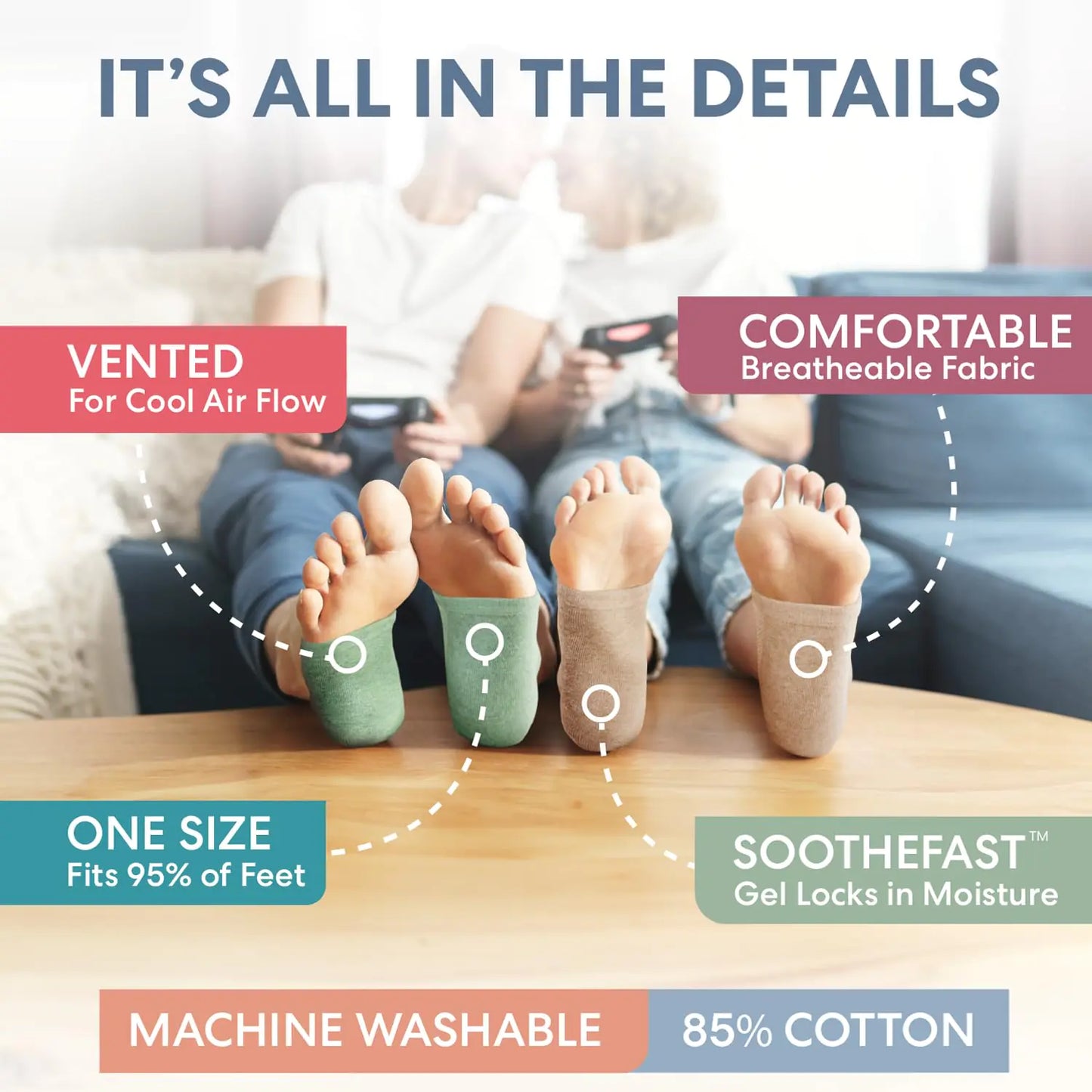 Chaussettes hydratantes pour les talons - 2 paires pour le soin des pieds