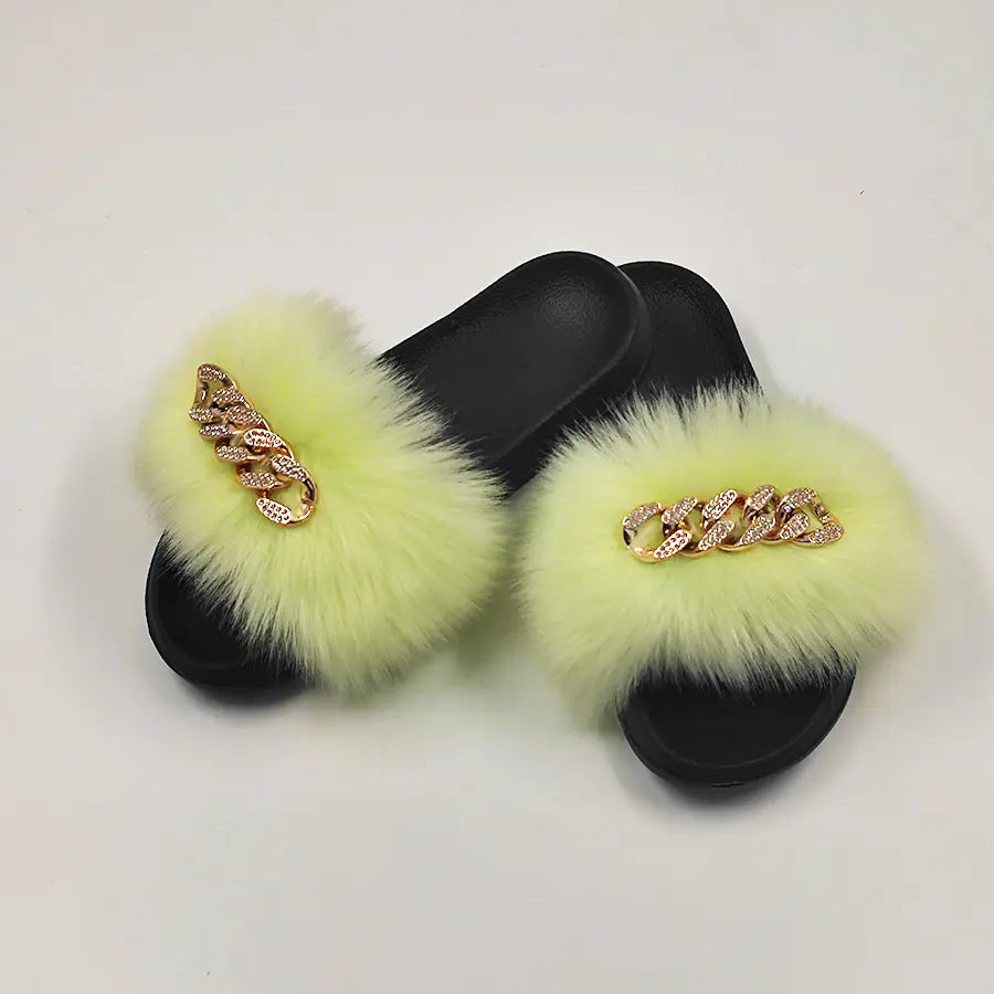 Plush Imitation Fox Fur Flip Flops for Ultimate Comfort