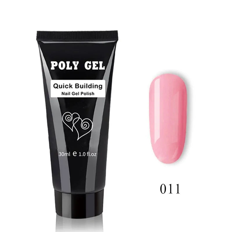 Kit de Poly Gel pour Nail Art Français avec Pinceau UV et Conseils d'Ongles