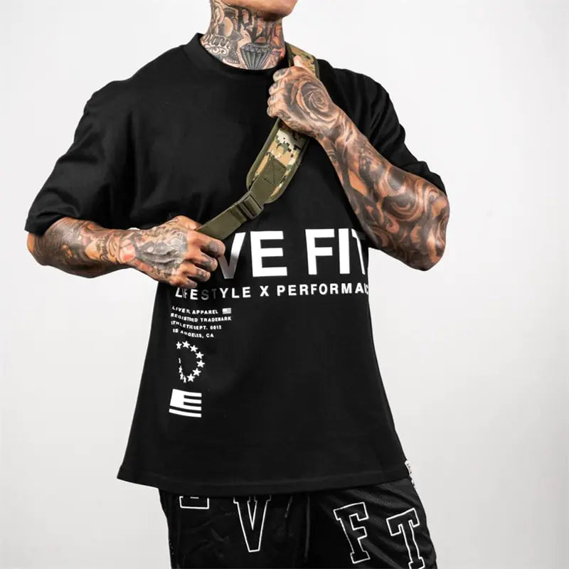 Camiseta de algodón para gimnasio de hombre premium
