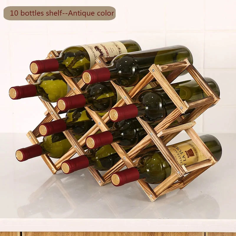 Elegante soporte de vino de madera para un almacenamiento con estilo