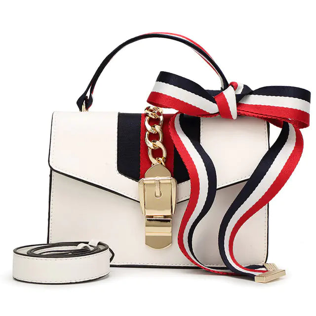 Elegant Small Square Crossbody Bag with Ribbon Detail
