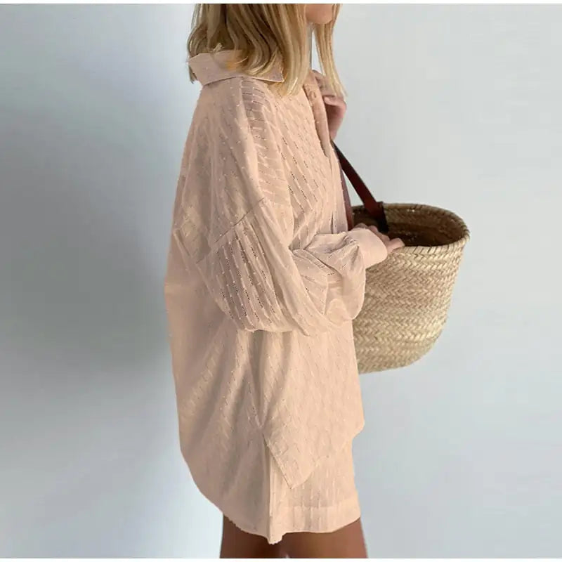 Lantern Sleeve Loose Shirt and Shorts Set