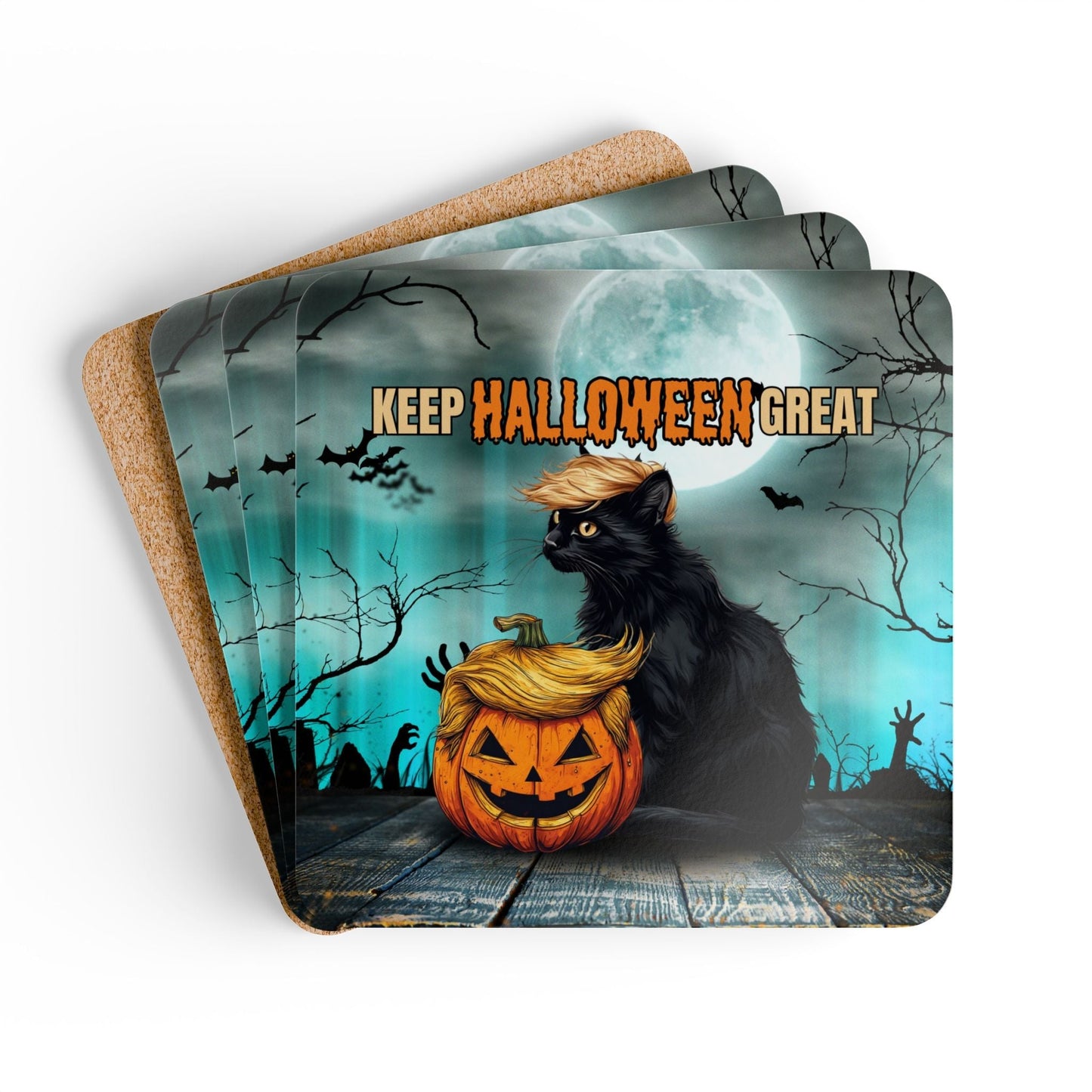 Ensemble de sous-verres en liège Keep Halloween Great