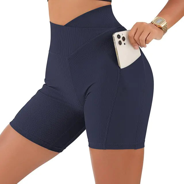 Shorts de Yoga Sin Costuras de Cintura Alta para Mujeres