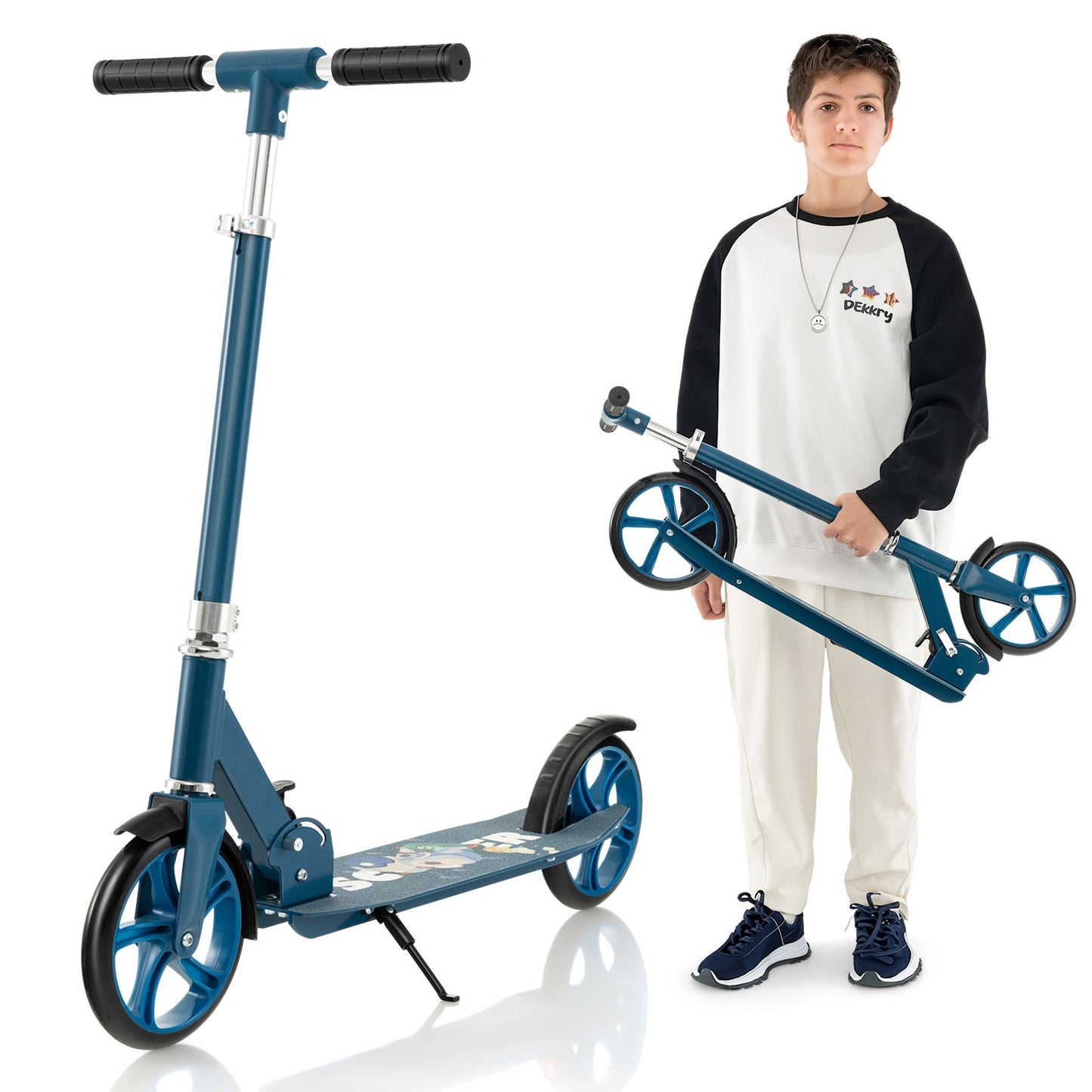 Scooter Plegable de Aleación de Aluminio con Alturas Ajustables - Azul