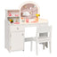 Conjunto de Mesa y Silla de Tocador para Niños con Almacenamiento - Blanco
