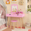 Ensemble de table de maquillage pour enfant avec miroir et rangement - Rose