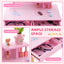 Ensemble de table de maquillage pour enfant avec miroir et rangement - Rose